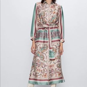 Zara silk print dress shirt